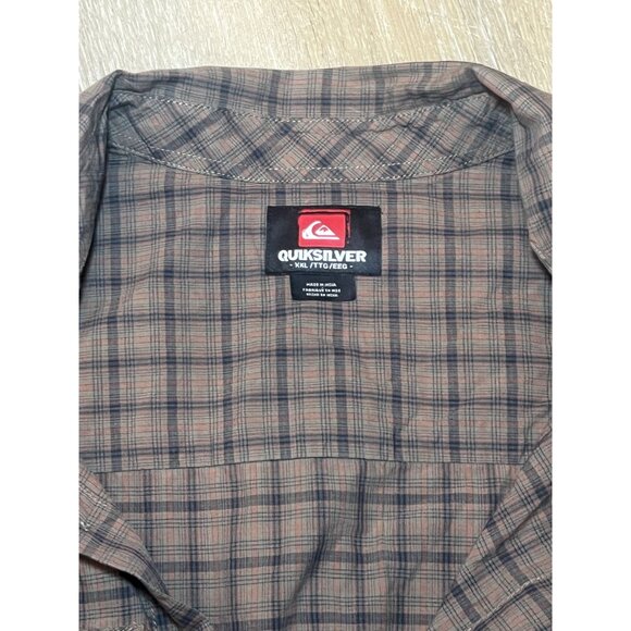 Quiksilver Brown Plaid Long-Sleeve Button-Up Shirt Size XL 100% Cotton - Picture 2 of 3